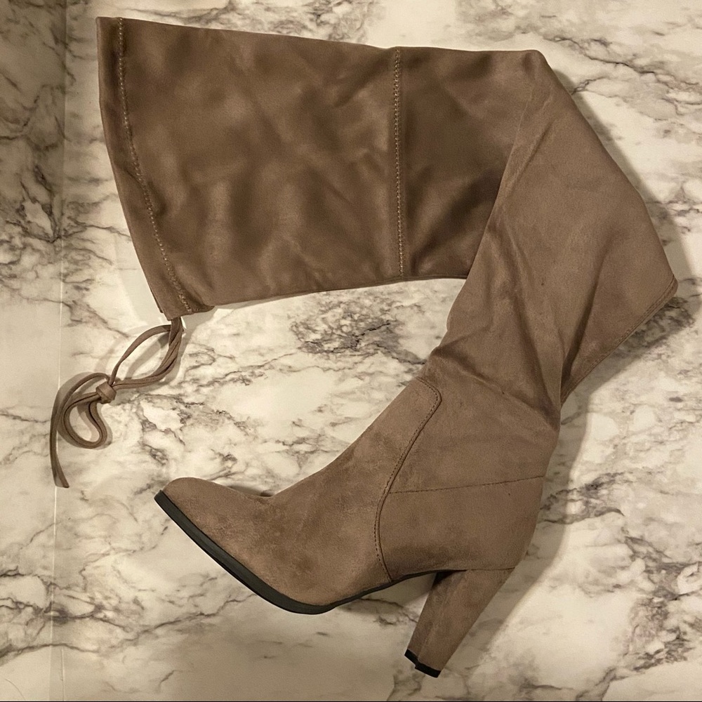 Tan Over The Knee Suede Boots